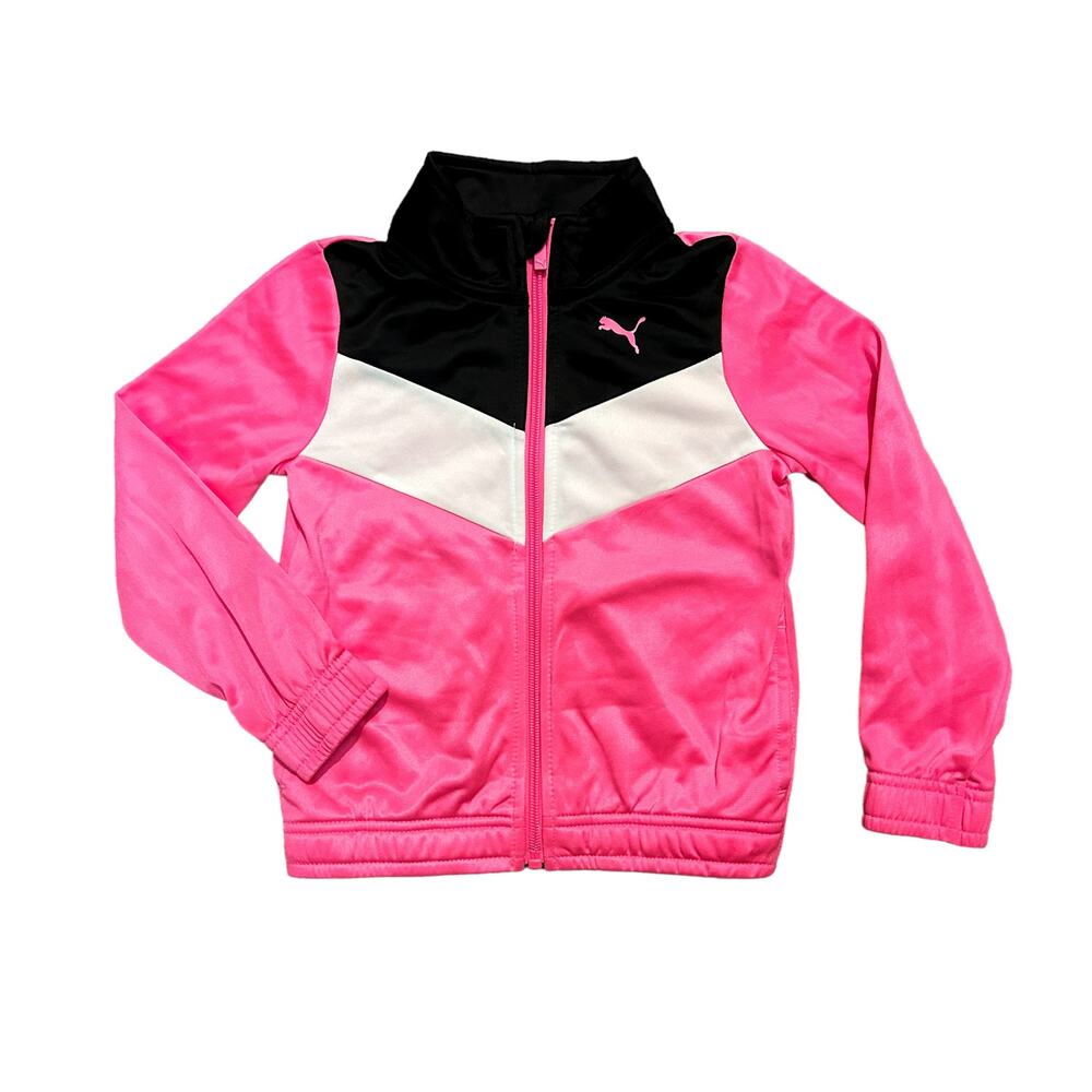 Puma Pink Black Zip-Up Jacket Girls Size 4